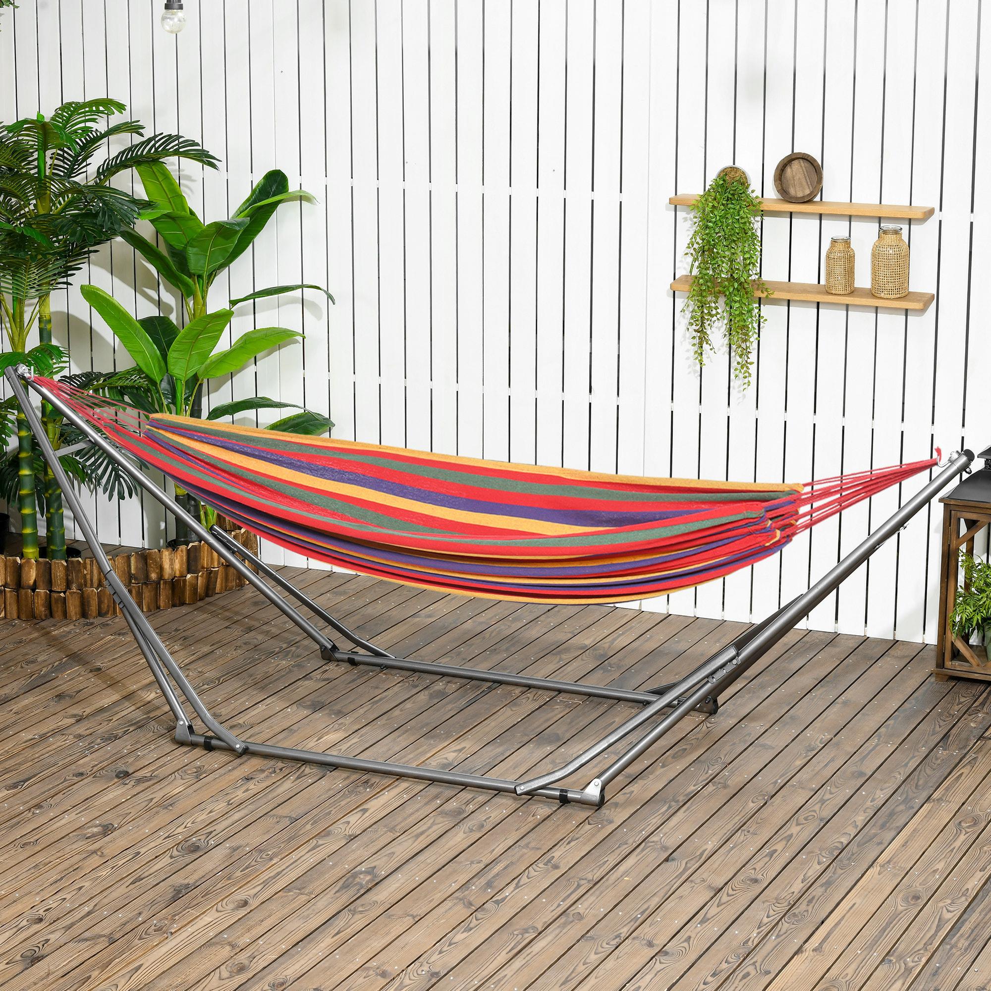 Support de hamac pliable et réglable structure en acier noir
