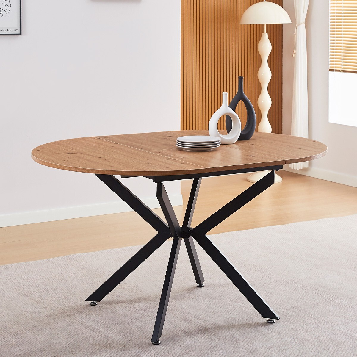 Table à manger extensible effet bois 4/6 personnes - MARIUS
