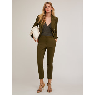 Motivi - Pantalón regular de tejido técnico - Verde militare
