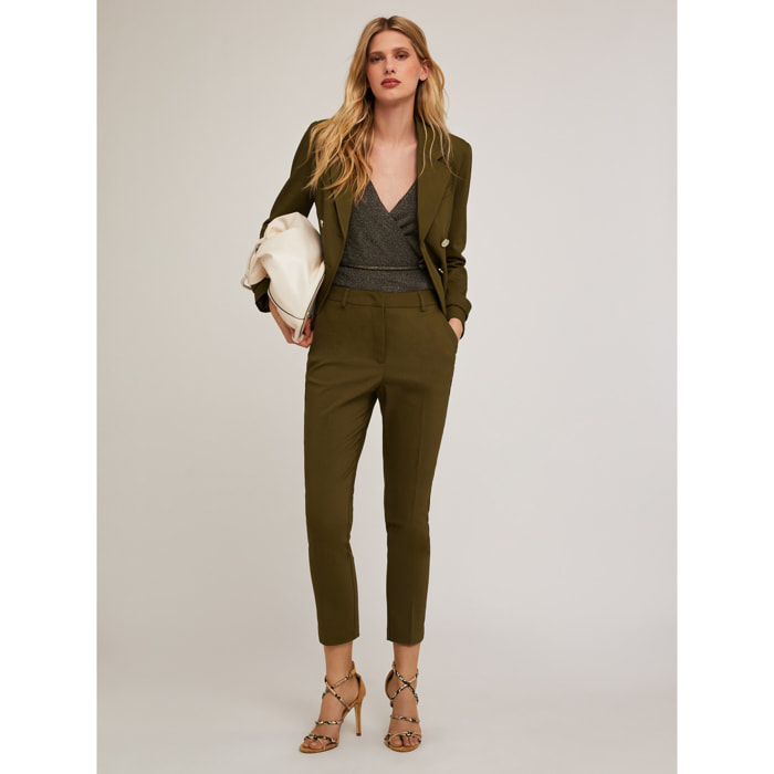 Motivi - Pantalón regular de tejido técnico - Verde militare