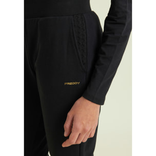 Pantaloni regular in felpa garzata con dettagli a trecce