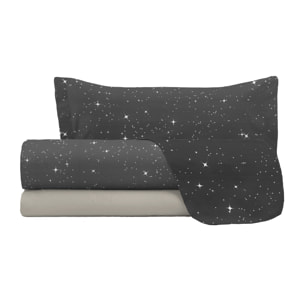 COMPLETO LETTO FASHION, 100% Microfibra, No Stiro - STARS GRIGIO