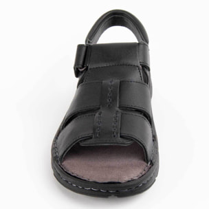 Sandalia De Piel - Negro