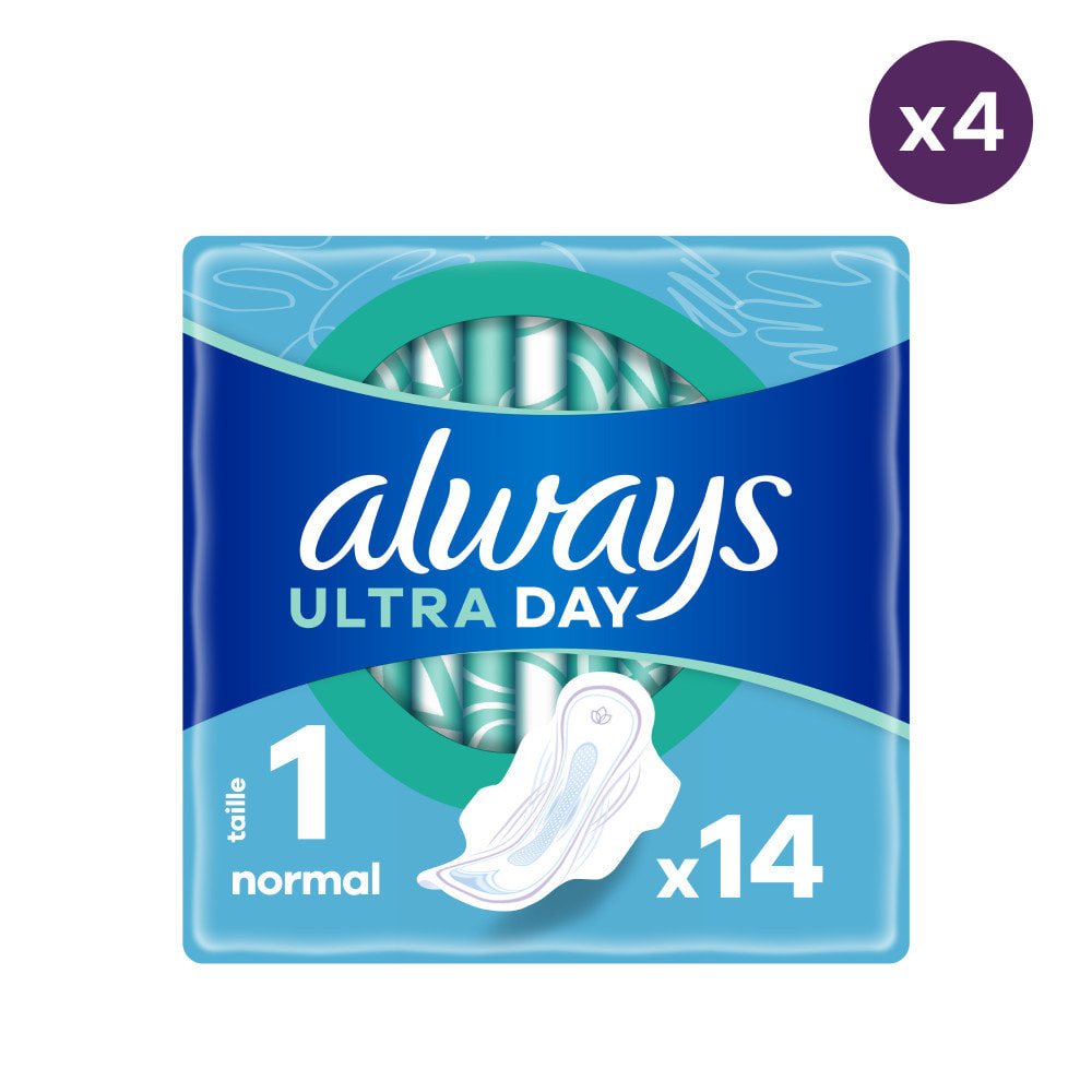 4x14 Serviettes Hygiéniques Always Ultra Normal - Taille 1 - Avec Ailettes