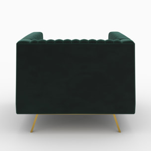 Ensemble canapé et fauteuil en velours vert 3 places - Gatsby