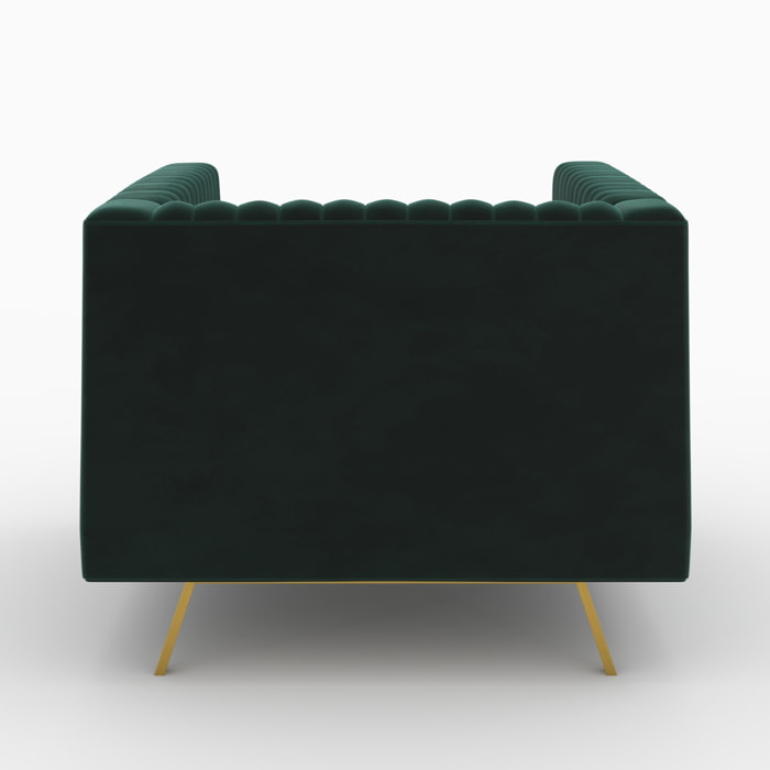 Ensemble canapé et fauteuil en velours vert 3 places - Gatsby