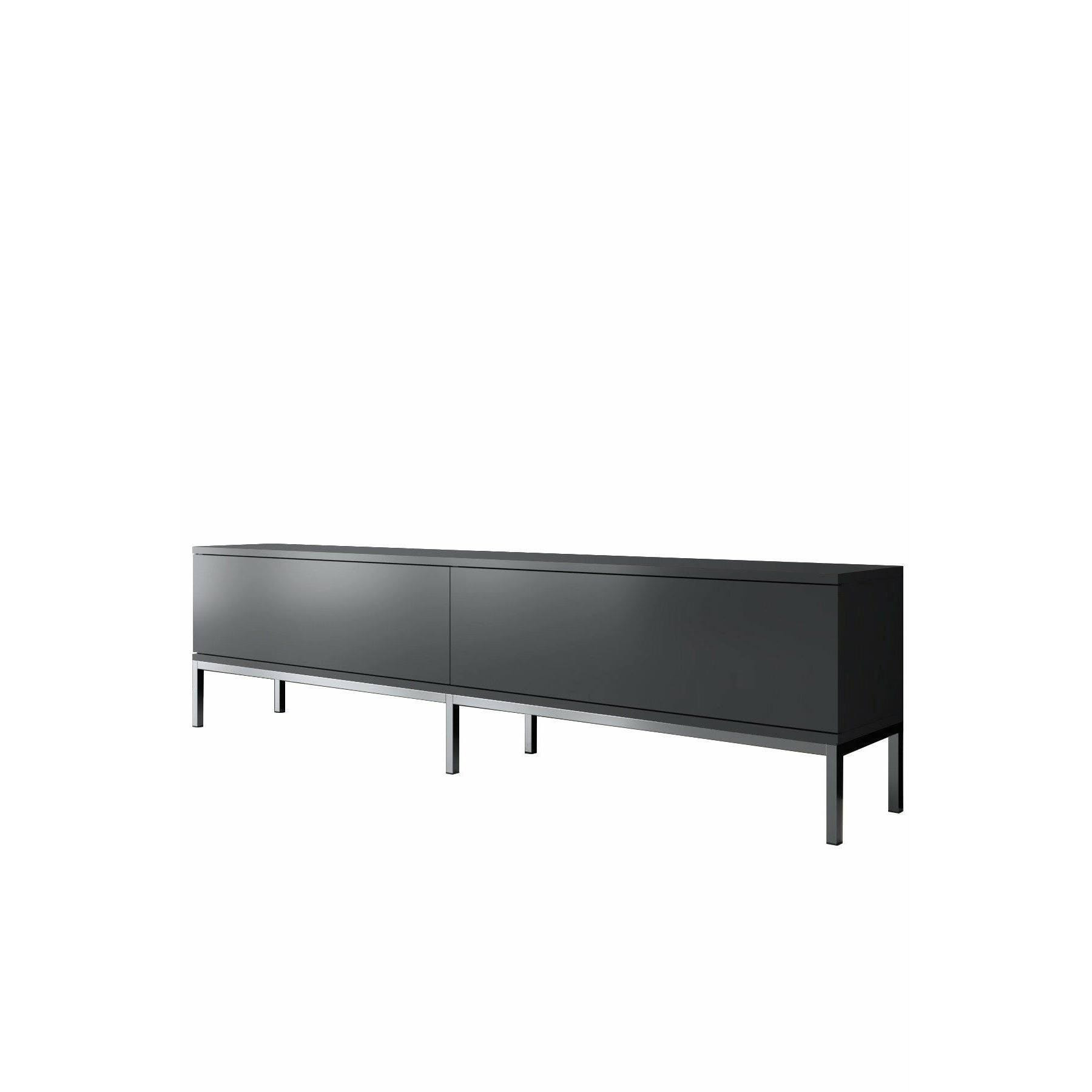 Mobile porta TV Dpetrell, Credenza da soggiorno, Armadio basso per TV, Base parete attrezzata, 180x30h47 cm, Antracite e Argento