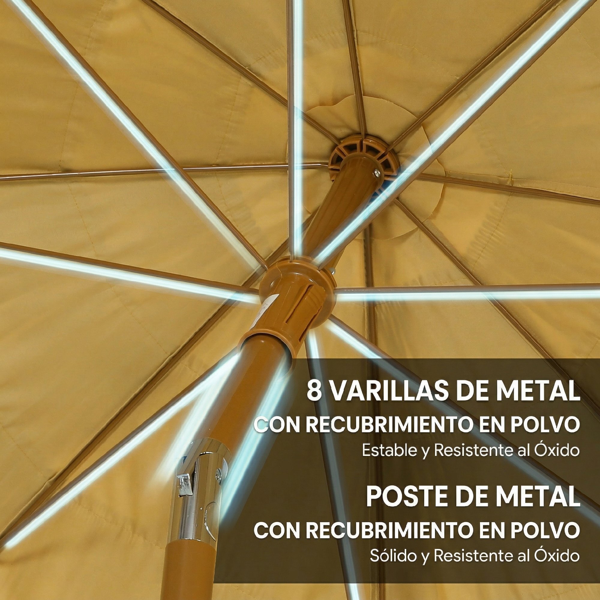 Sombrilla de Playa con Flecos de Paja Ø178 cm, Sombrilla de Terraza Exterior con Inclinación, Altura Ajustable, UV50+, Bolsa de Transporte, Anclaje de Arena, Marrón Claro