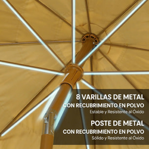 Sombrilla de Playa con Flecos de Paja Ø178 cm, Sombrilla de Terraza Exterior con Inclinación, Altura Ajustable, UV50+, Bolsa de Transporte, Anclaje de Arena, Marrón Claro