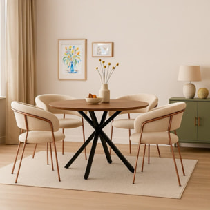 Set 2 sedie in tessuto teddy beige con gambe metallo - Cloud