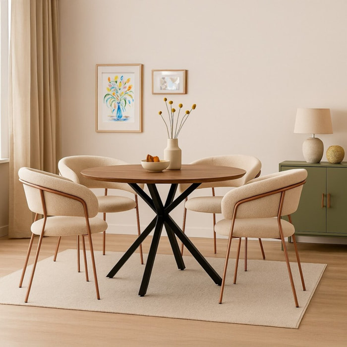 Set 2 sedie in tessuto teddy beige con gambe metallo - Cloud