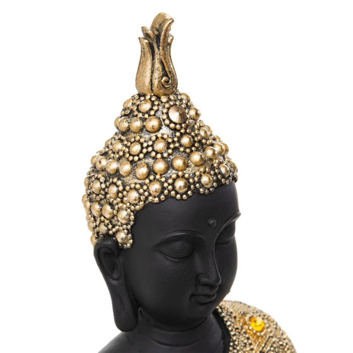 Statuette bouddha assis - résine - doré - H34 cm