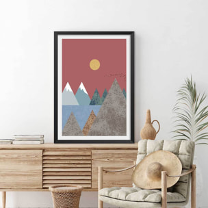 Affiche Soleil couchant Affiche sous cadre noir