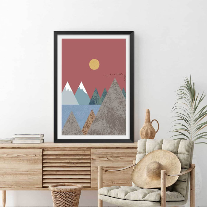 Affiche Soleil couchant Affiche sous cadre noir