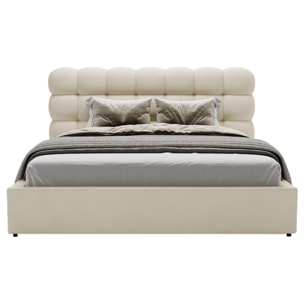 Lotus - lit coffre - 140x200 cm - sommier inclus - en velours - Beige