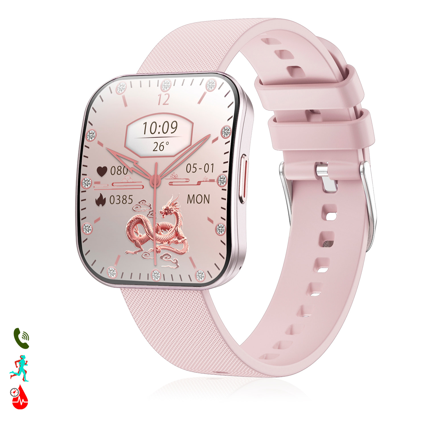 Smartwatch QS08. Schermo AMOLED curvo da 1,85 pollici, chiamata bluetooth, assistente vocale e modalità sportive