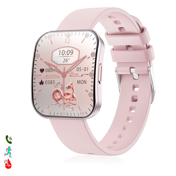 Smartwatch QS08. Schermo AMOLED curvo da 1,85 pollici, chiamata bluetooth, assistente vocale e modalità sportive