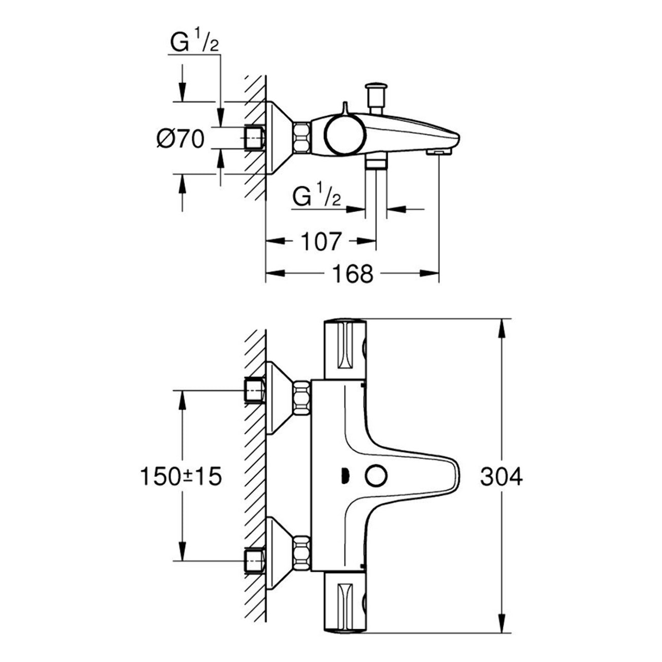 Mitigeur thermostatique Bain / Douche Grohtherm 800