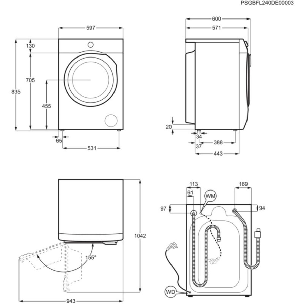 Lave linge séchant hublot ELECTROLUX EW7IW4285BW