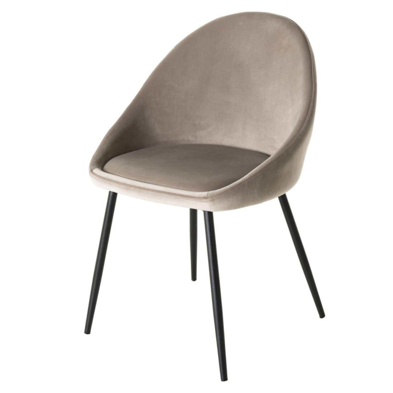 TOM - Lot de 2 chaises velours chamois beige pieds métal noir