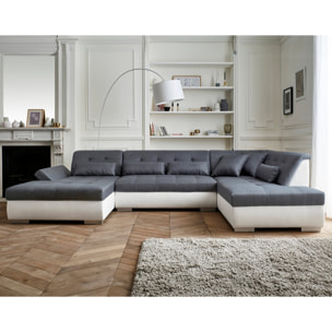 Vermont - canapé panoramique d'angle droit - 7 places - XXL - Blanc / Gris