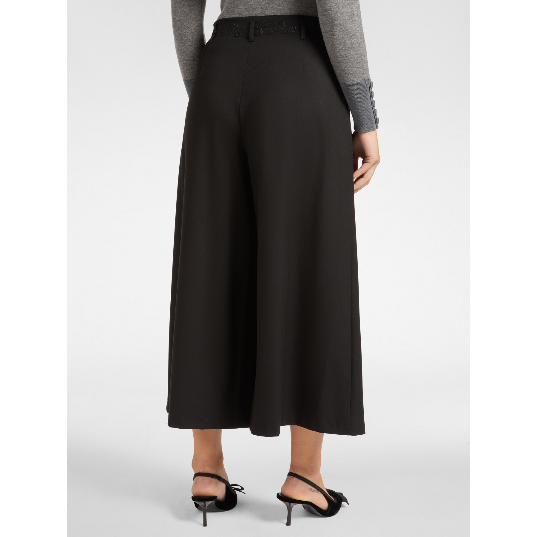 Elena Mirò - Pantalones anchos con cinturón - Negro