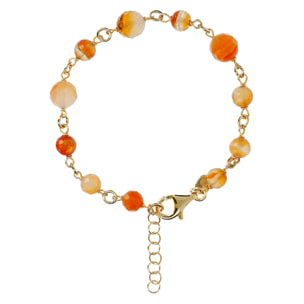 Bracciale in Argento 925 placcato Oro Giallo 18Kt con Pietre Naturali Arancioni