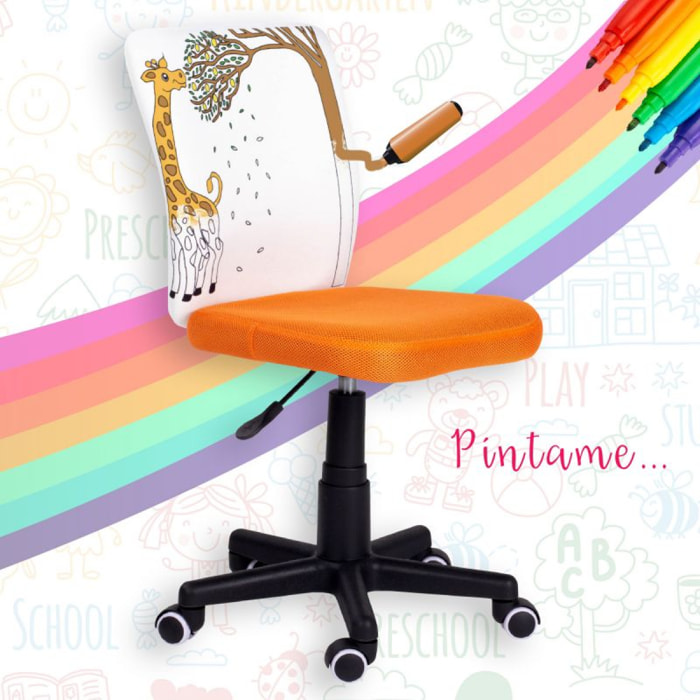 Silla de estudio infantil Píntame Naranja - Blanco