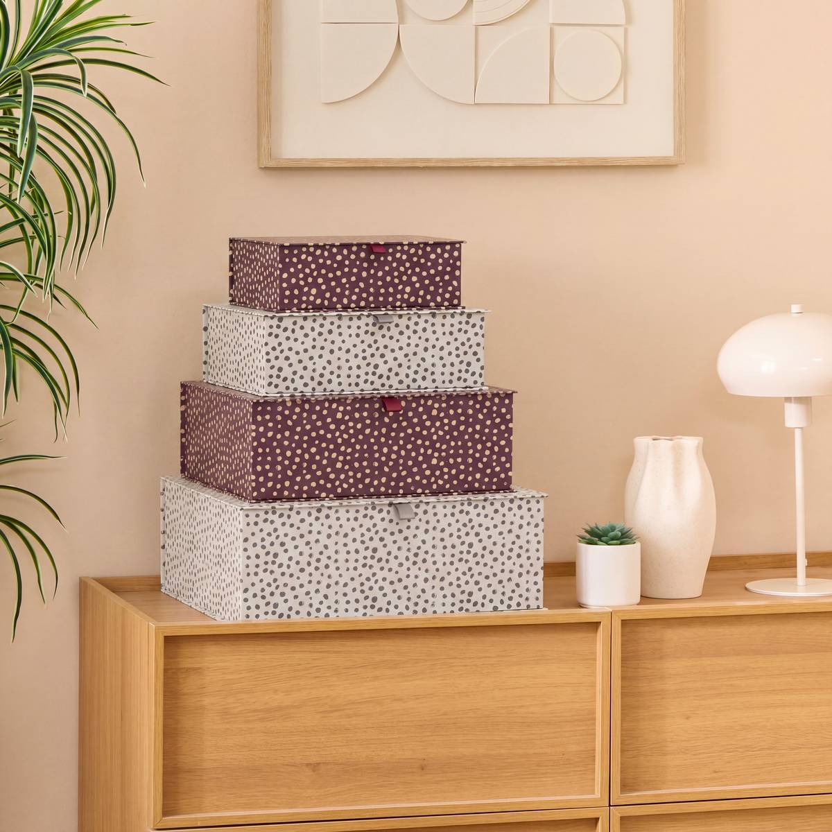 Lot de 4 boîtes Boxtab imprimé à pois