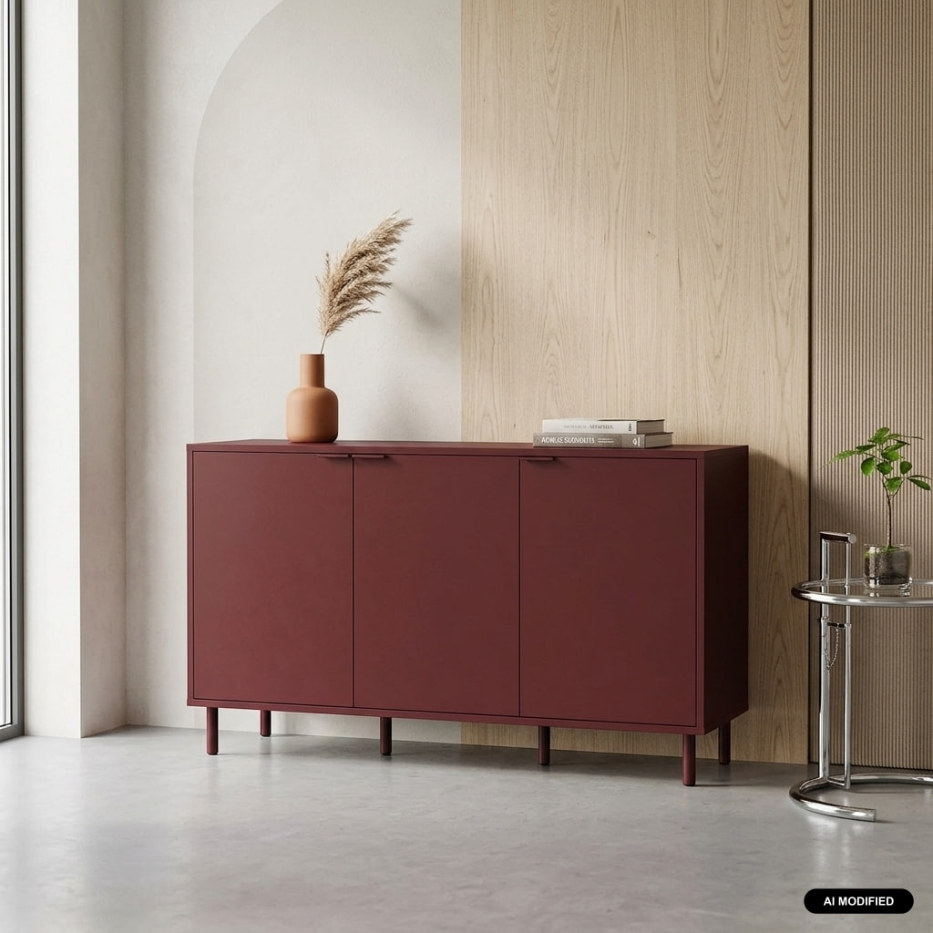 Buffet décor bois et métal 3 portes 120cm ELLIE