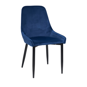 SEDIA IMBOTTITA IN VELLUTO BLUE - misura 48,5x51x87,5 - SET 2 pezzi