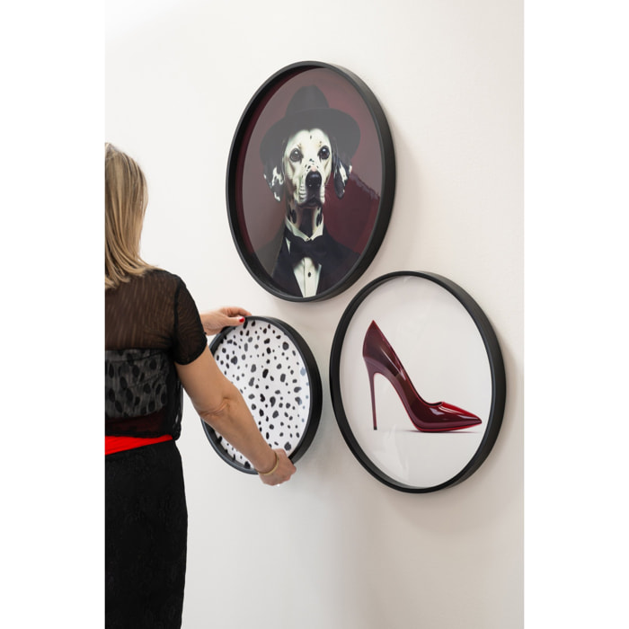 J-Line Set de 3 objets muraux dalmatien ronds - MDF - noir/blanc