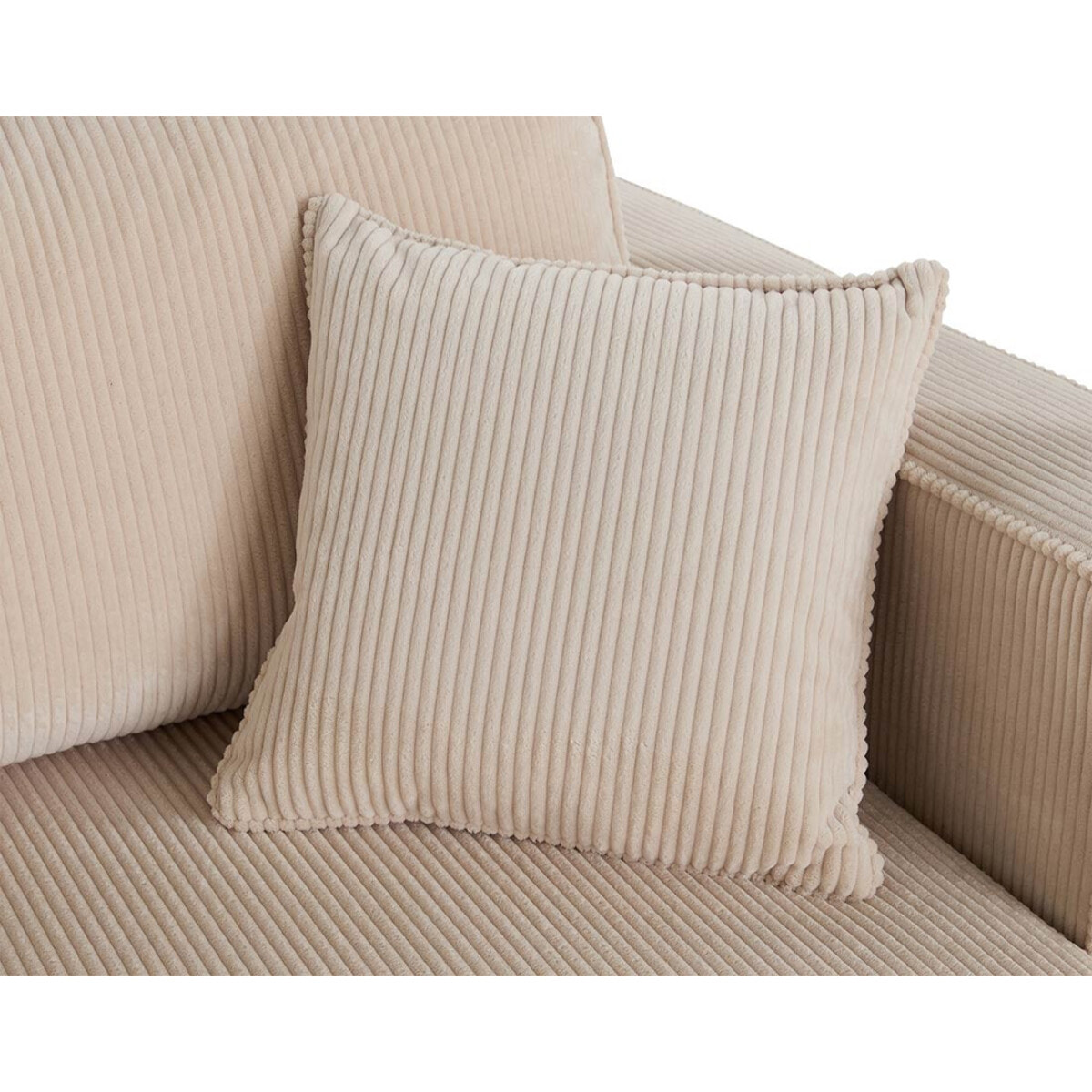 Topaze - Canapé droit 4 places avec double méridienne - assise profonde - en velours côtelé - Beige