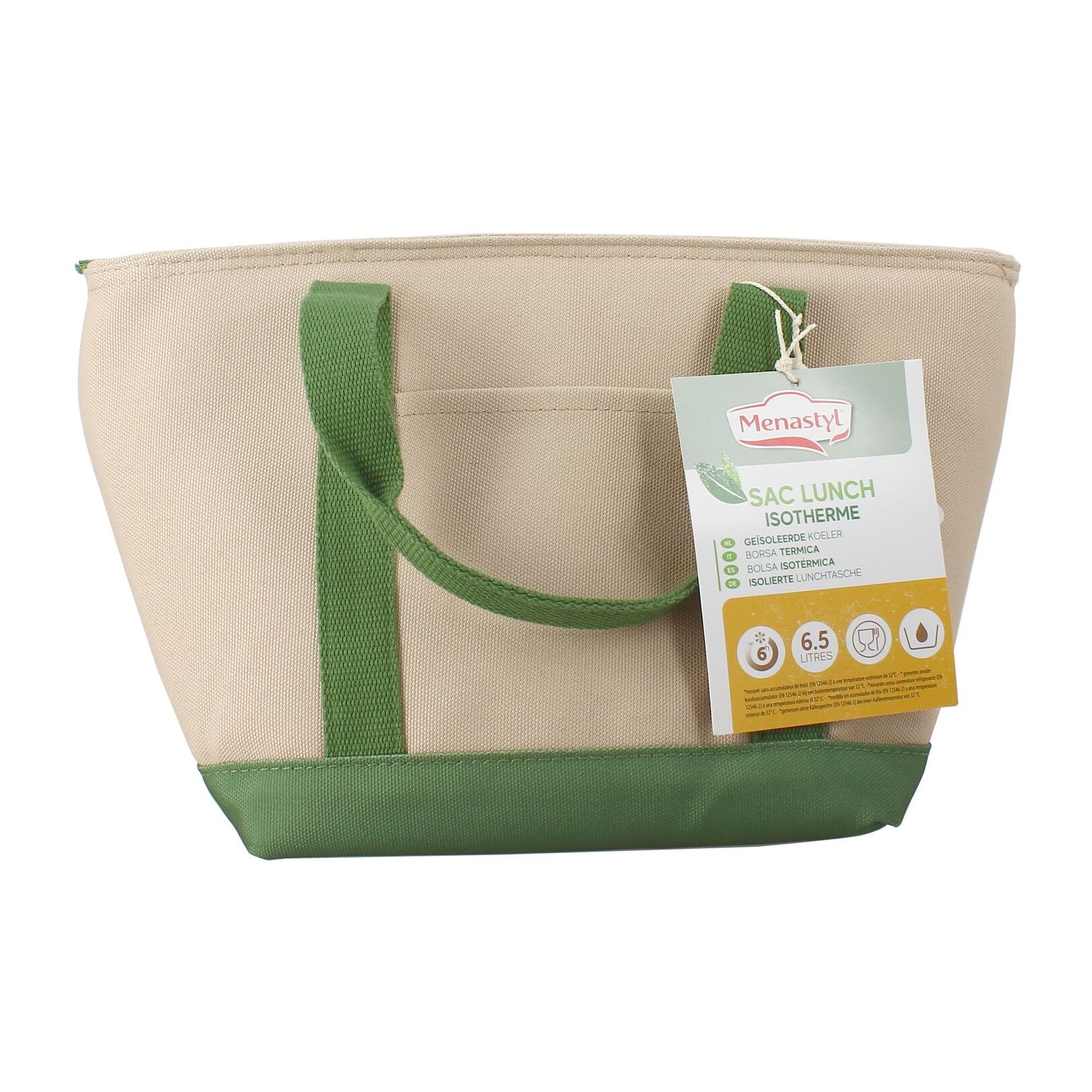 Sac en tissu isotherme beige et olive 7L COLORAMA