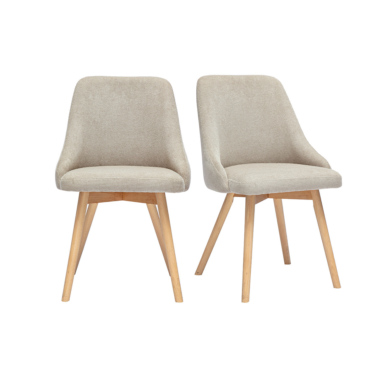 Chaises scandinaves en tissu chenille beige et bois clair (lot de 2) HASTA