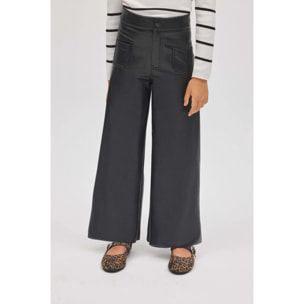 Pantaloni larghi da bambina effetto pelle nera
