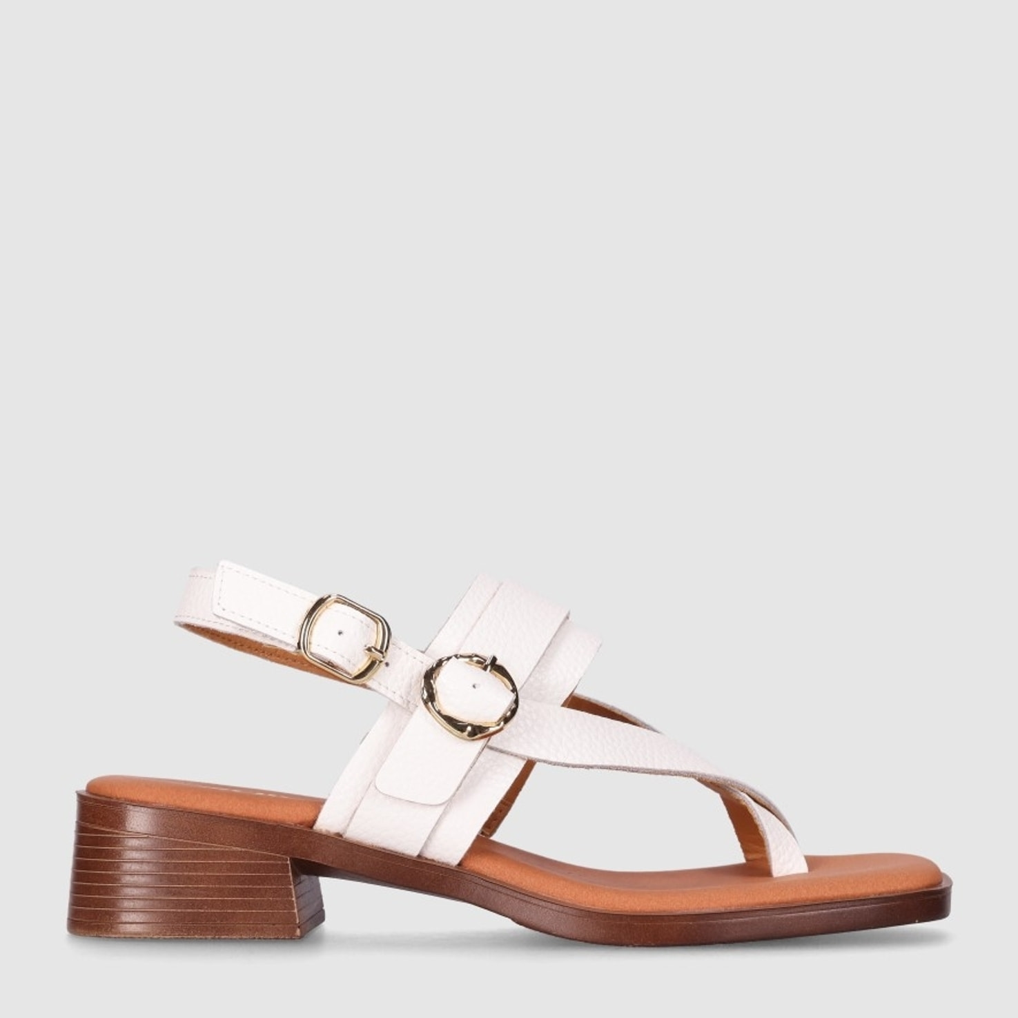 Sandalias de Serraje - Blanco - Tacón: 4 cm