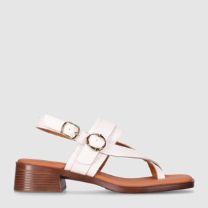 Sandalias de Serraje - Blanco - Tacón: 4 cm