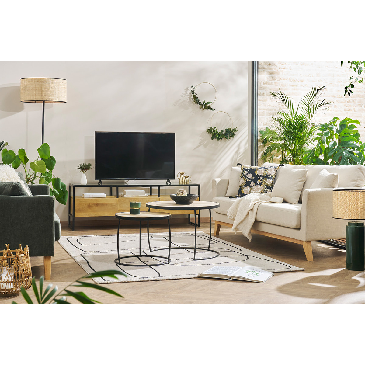 Tables basses gigognes rondes bois manguier massif (lot de 2) BARREL