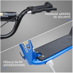 Trottinette patinette pneus 30 cm hauteur guidon réglable poignée frein et béquille acier bleu