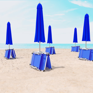 Lettino Pieghevole Prendisole Con Tettuccio Parasole Regolabile 6 Posizioni In Alluminio Sdraio Spiaggia Mare Giardino Piscina 187x59x29 Cm Blue