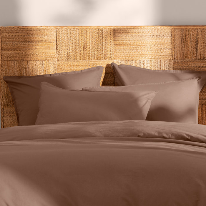 Set de 2 taies d'oreiller unies à volant, COTON LAVÉ