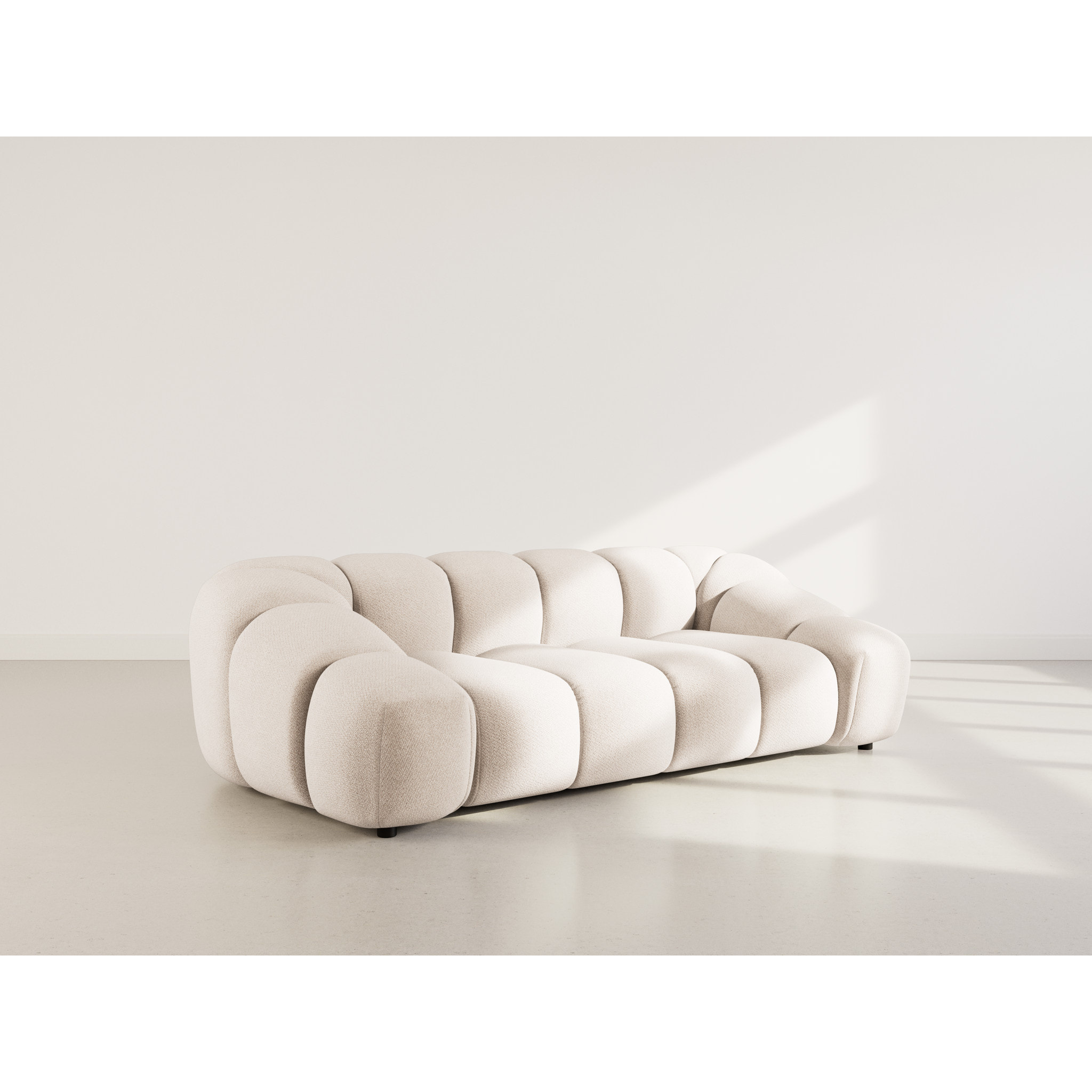 Ava - canapé 3 places en velours texturé - Beige