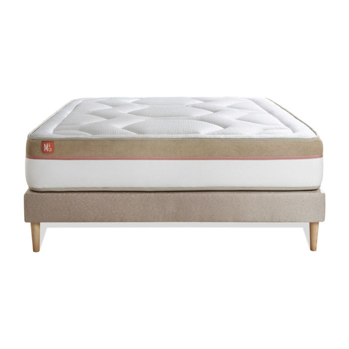 Ensemble - Matelas Mémoire de forme 30cm d'épaisseur - 7 zones de confort - Confort ferme - Sommier tapissier en kit - 2 places
