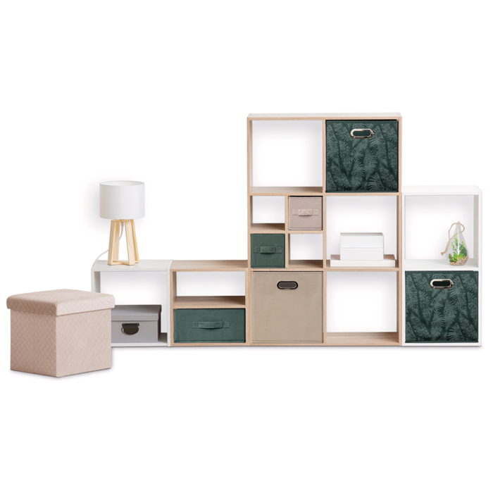 Panier tissu 31x31cm vert avec motifs "Mix 'n Modul"