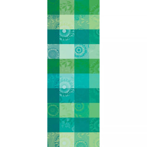 Chemin de table pur coton motif jacquard vert Mille tournesols chlorophylle