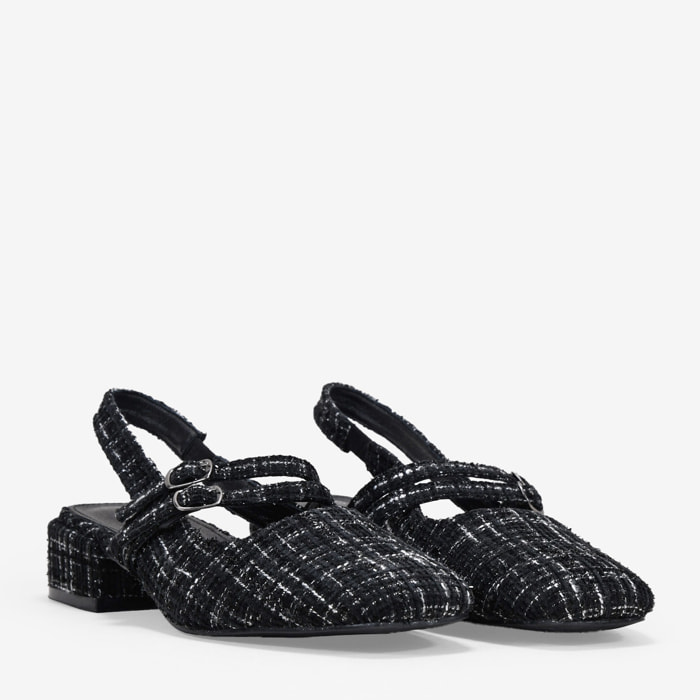 Zapatos Mary Jane destalonados negros con tacón