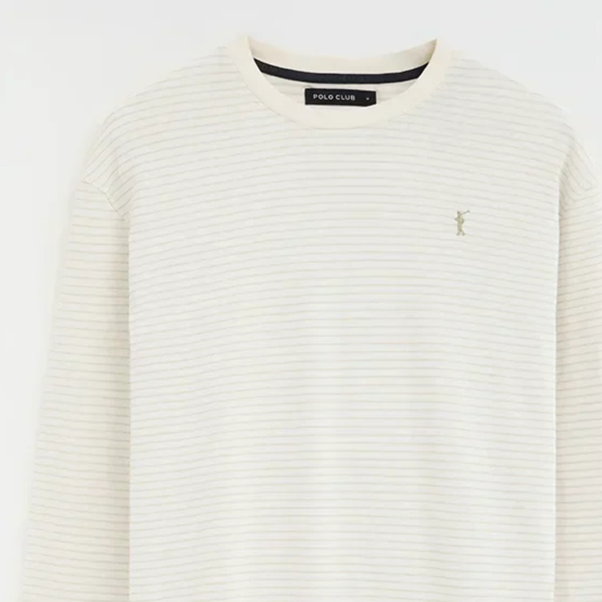 Maglietta a righe ecrù e beige a maniche lunghe con ricamo Rigby Go
