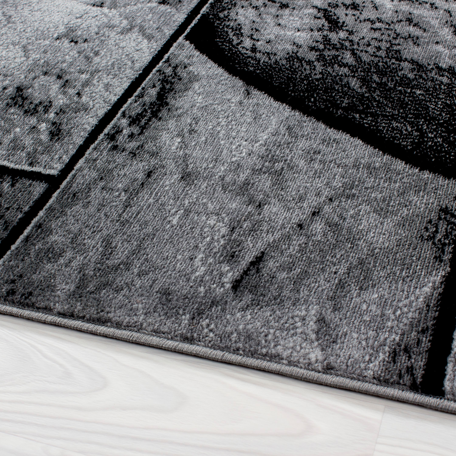 PARMA - Tapis à poils ras à motif noir - PAR9250NOI