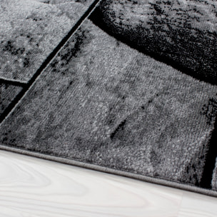 PARMA - Tapis à poils ras à motif noir - PAR9250NOI